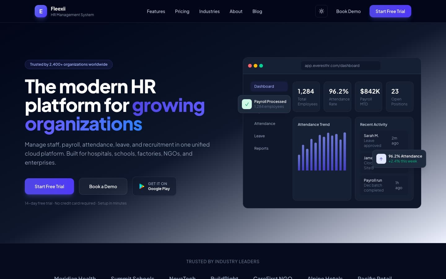 Screenshot of the Fleexii website